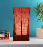 Pyramid Pink Jute Shade Lamp with Wood Base
